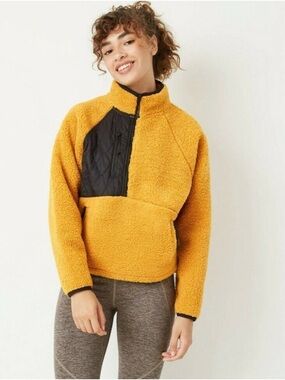 JoyLab Half Zip Sherpa Pullover Sweatshirt Top ladies size S